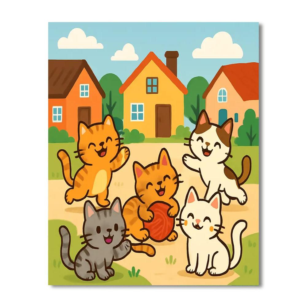 Cheerful Cat Crew Painting By Numbers Kit