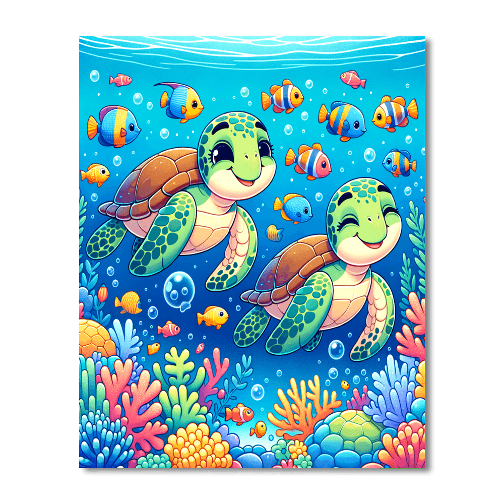Friendly Sea Turtles Painting By Numbers Kit