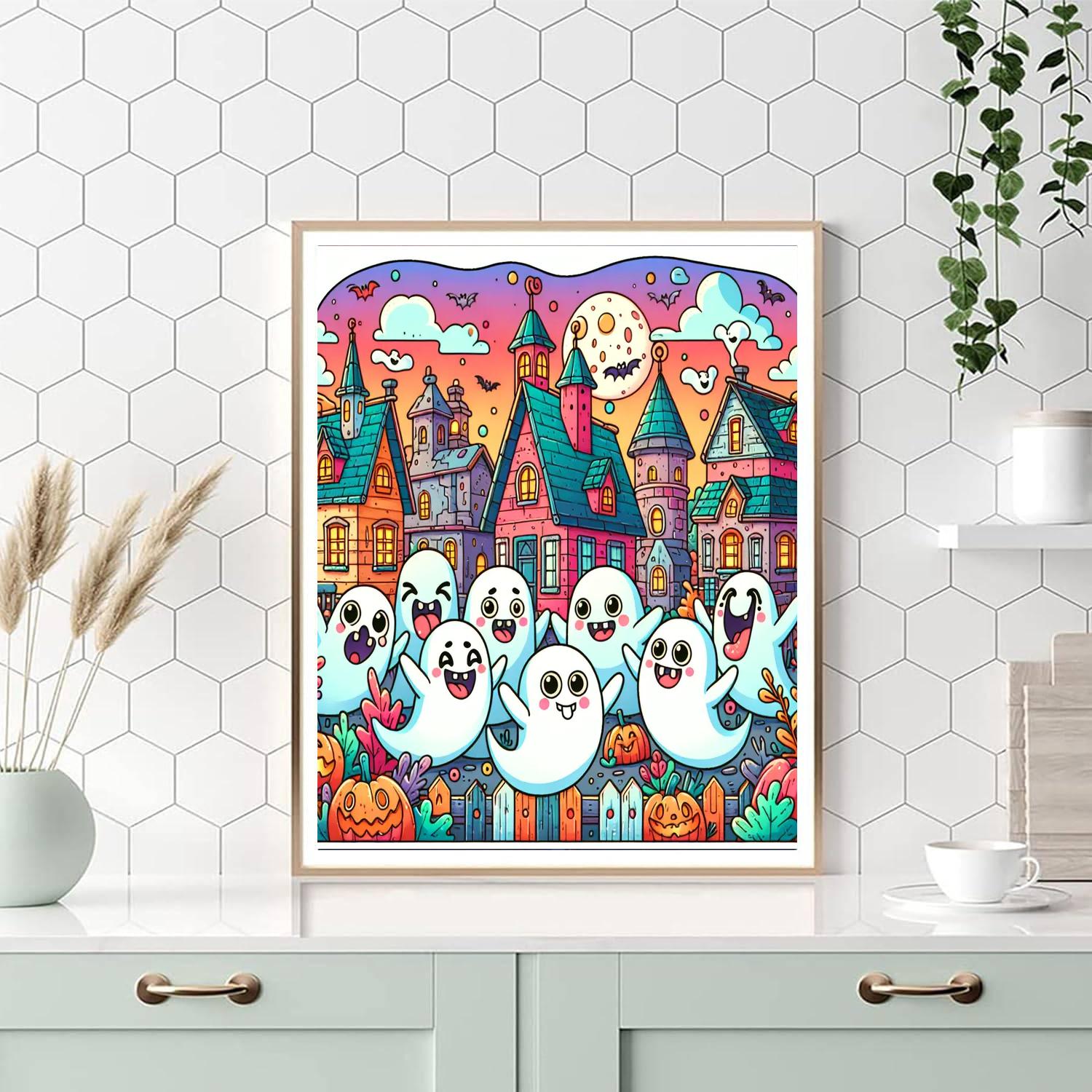 Spooky, Silly Ghost Town Paint By Numbers Art