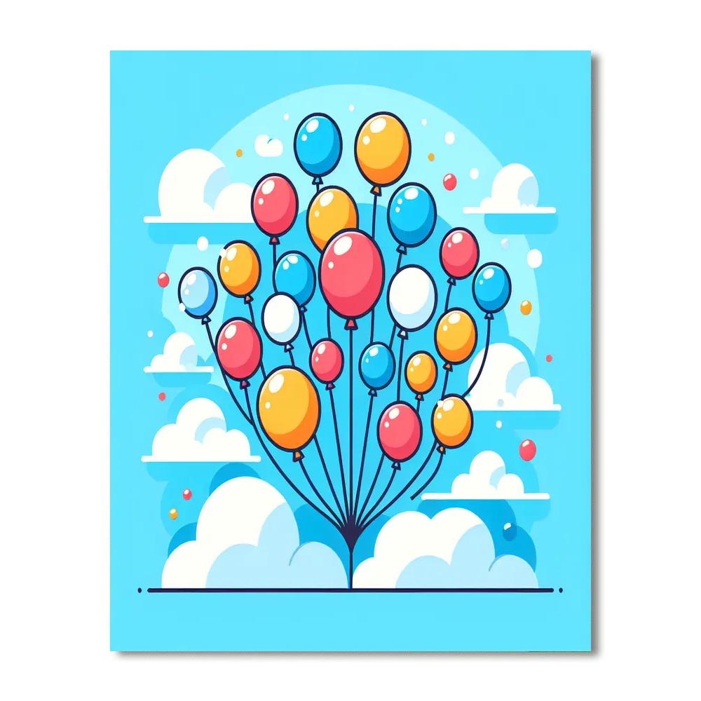 Bubbly Balloons In The Breeze Painting Number Kit
