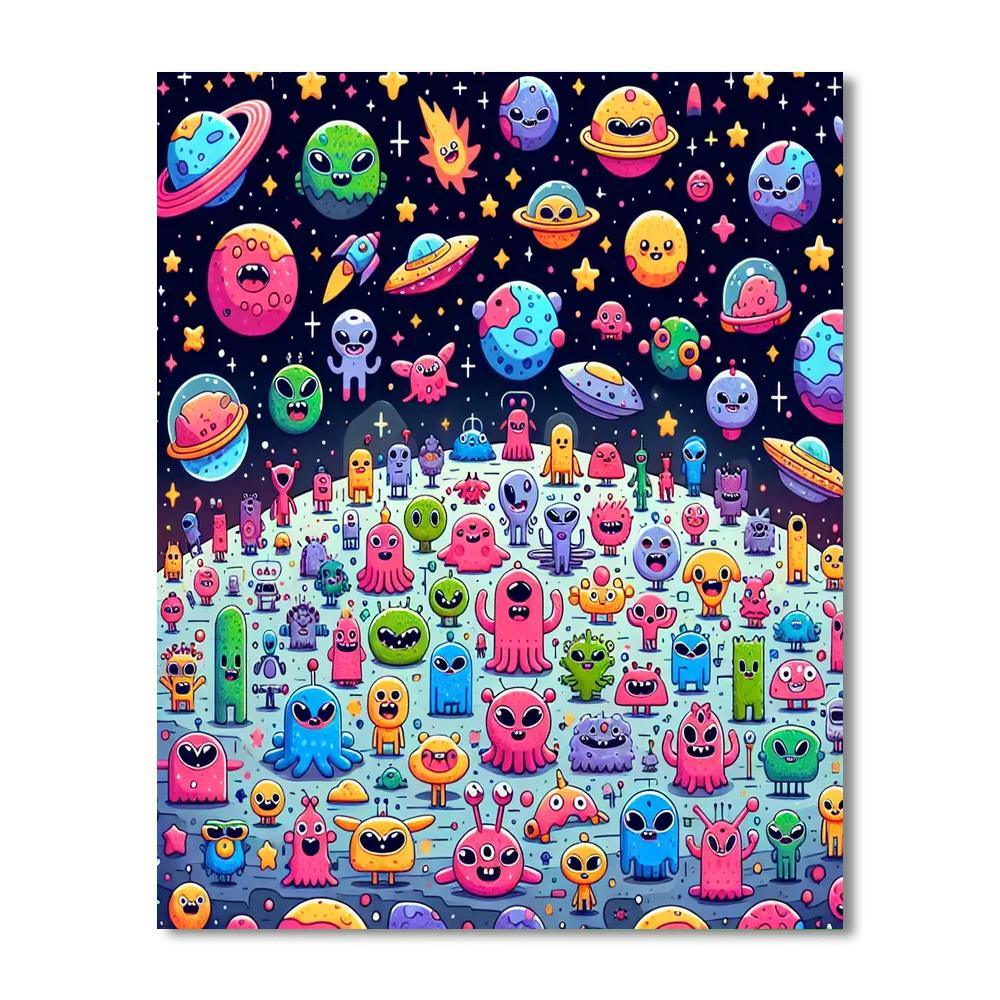 Friendly Alien Adventures Paint By Color