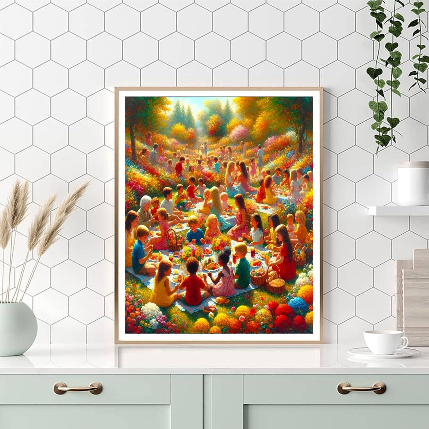Lively Garden Picnic Paint By Numbers
