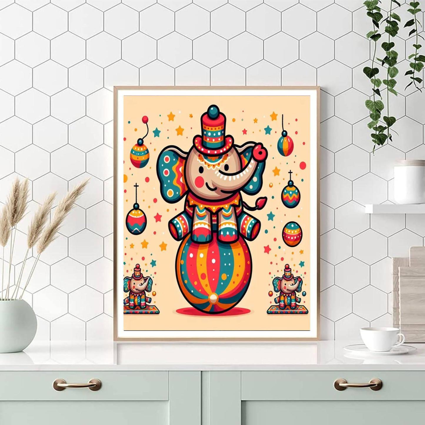 Charming Circus Elephant Paint By Number