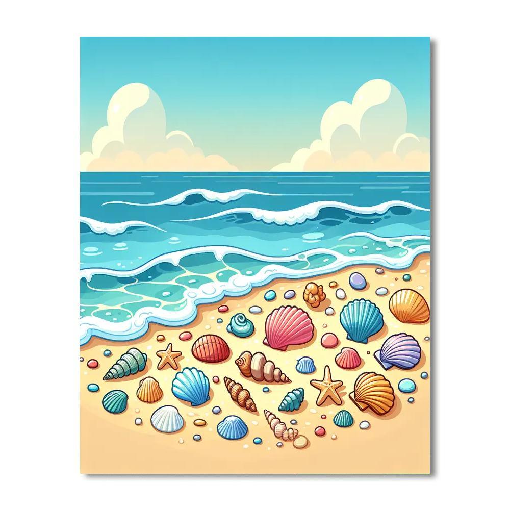 Seashell Seeker's Shore Paint By Number