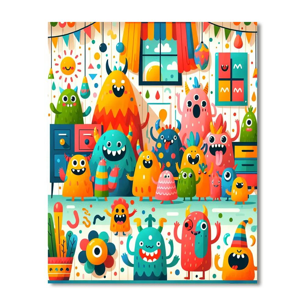 Friendly Monster Family DIY Paint By Numbers