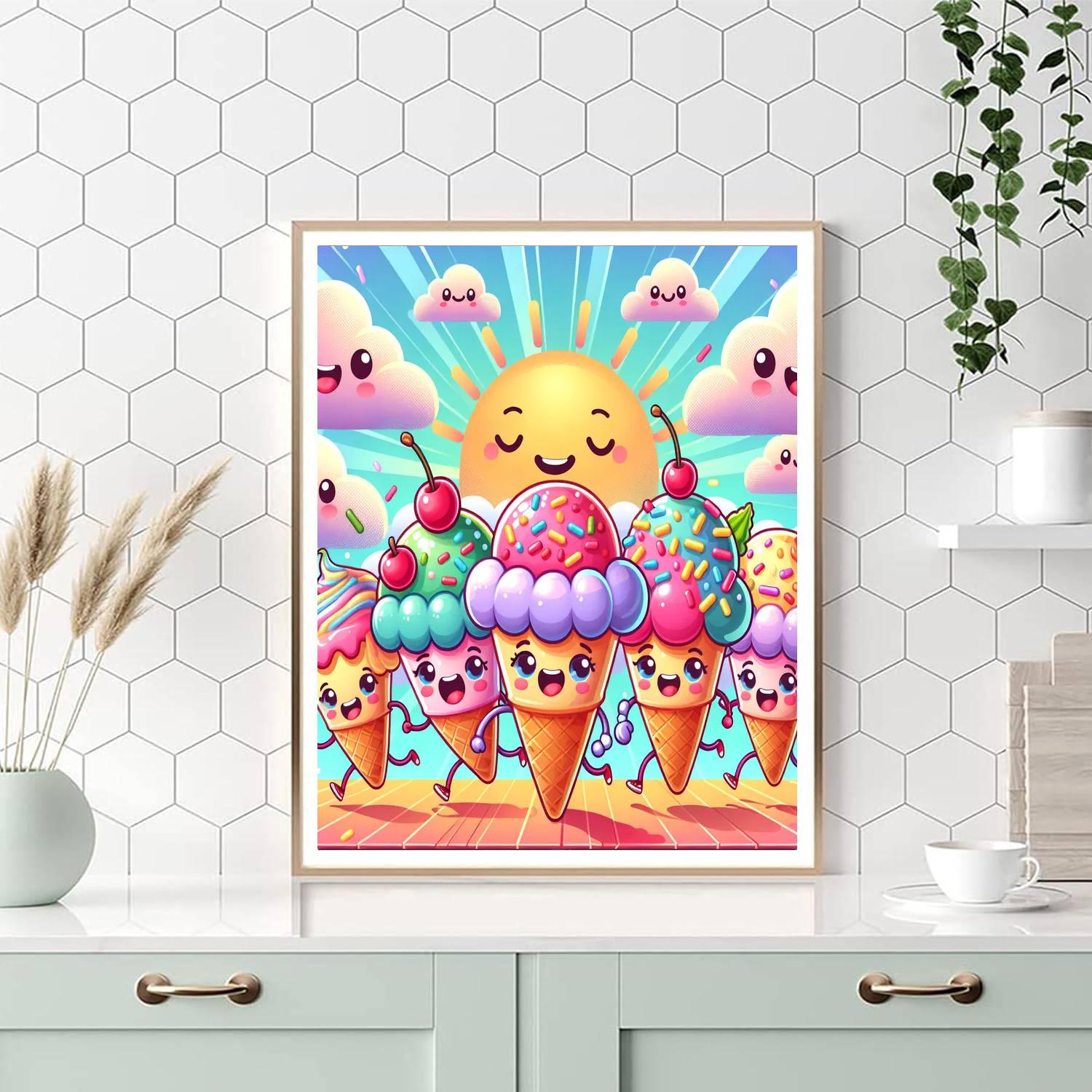 Joyful Ice Cream Parade Painting By Numbers Kit
