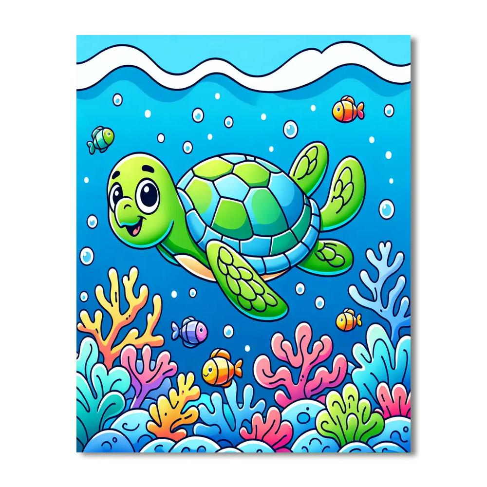 Cute Sea Turtle Number Painting
