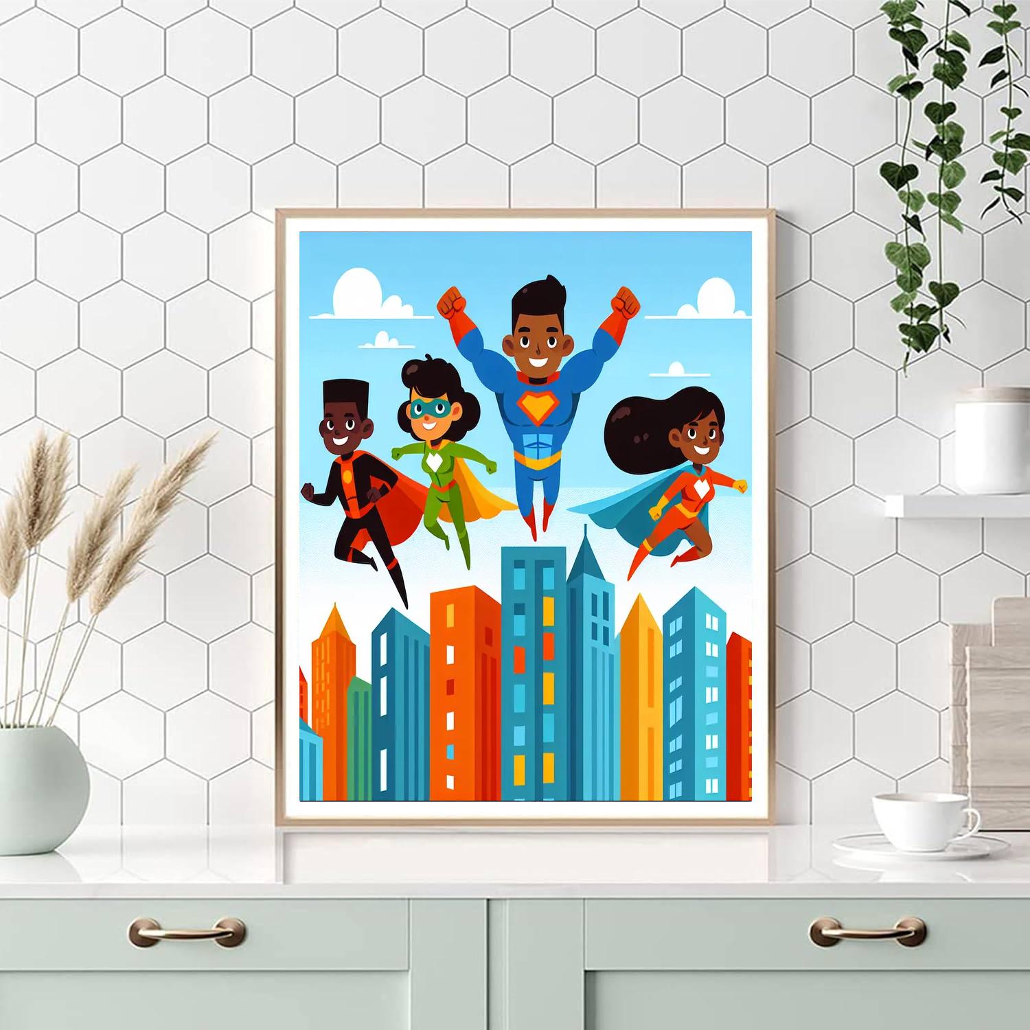 Superhero City Heroes Painting Number Kit