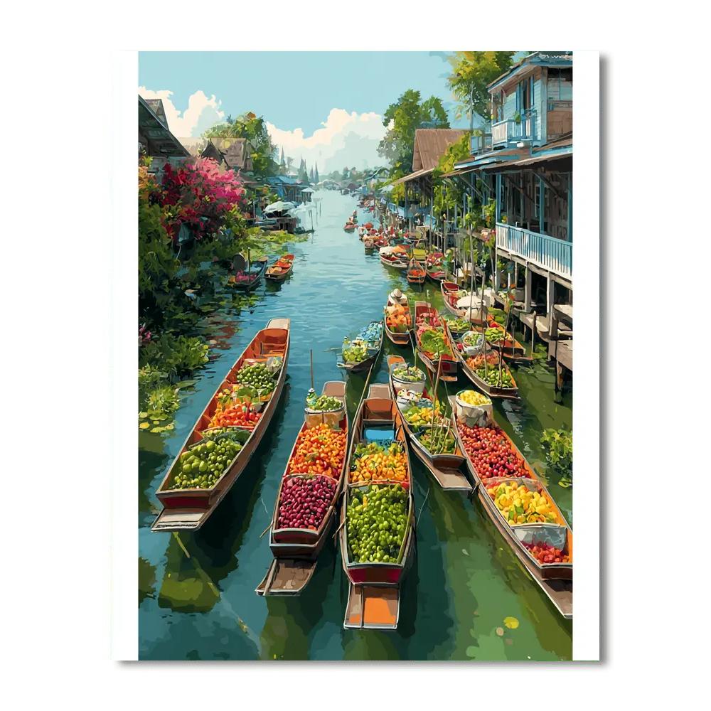 The Floating Markets Of Damnoen Saduak DIY Paint By Numbers
