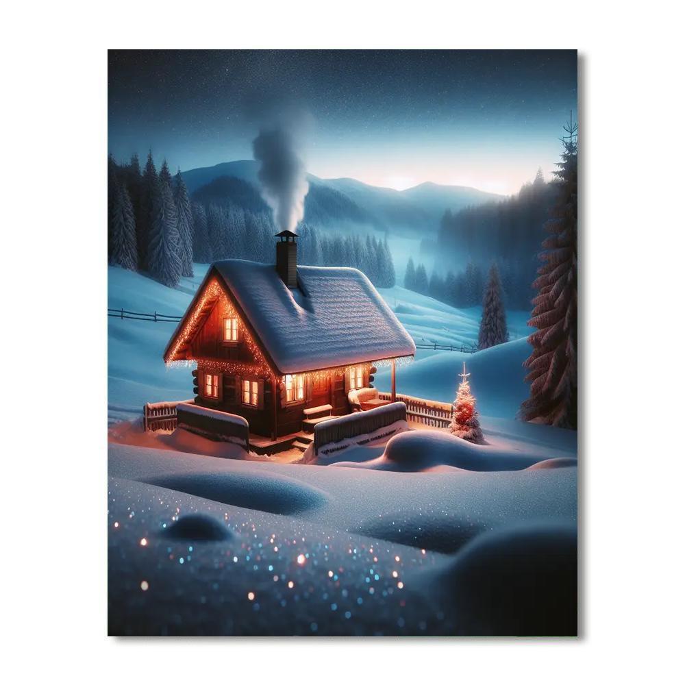 Serenity Of A Winter Cabin Paint By Color