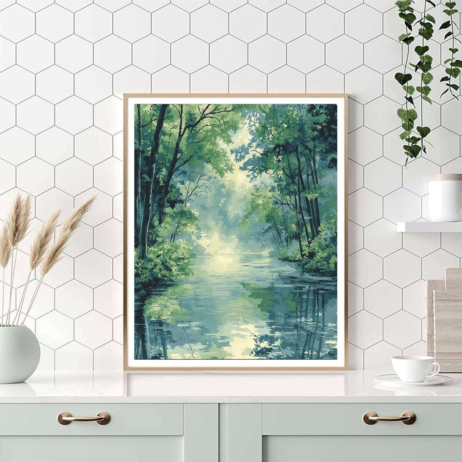 Utagawa Hiroshige Inspired Journey Through Misty Waters  Painting By Numbers Kit