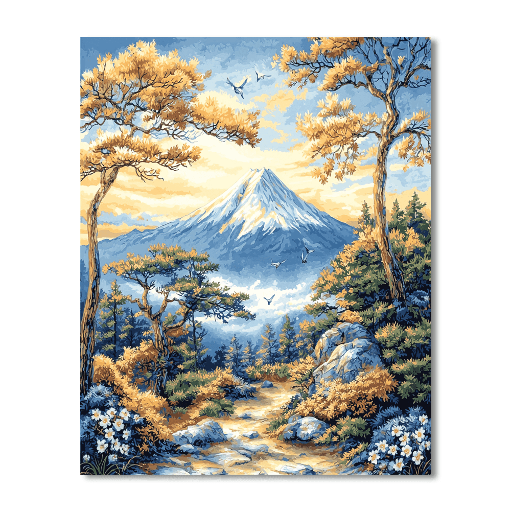 Andō Hiroshige Inspired Majestic Mount Fuji  Paint By Color