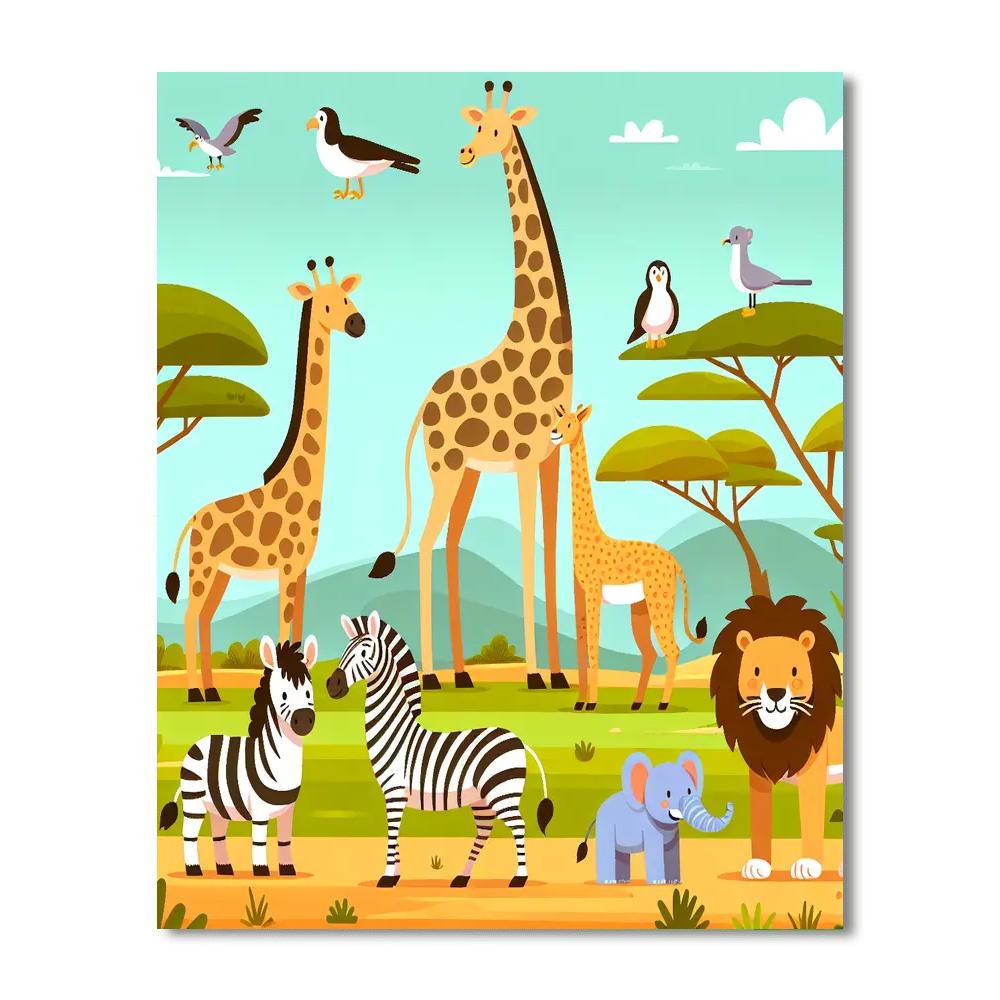 Joyful Safari Gathering Paint By Numbers Art