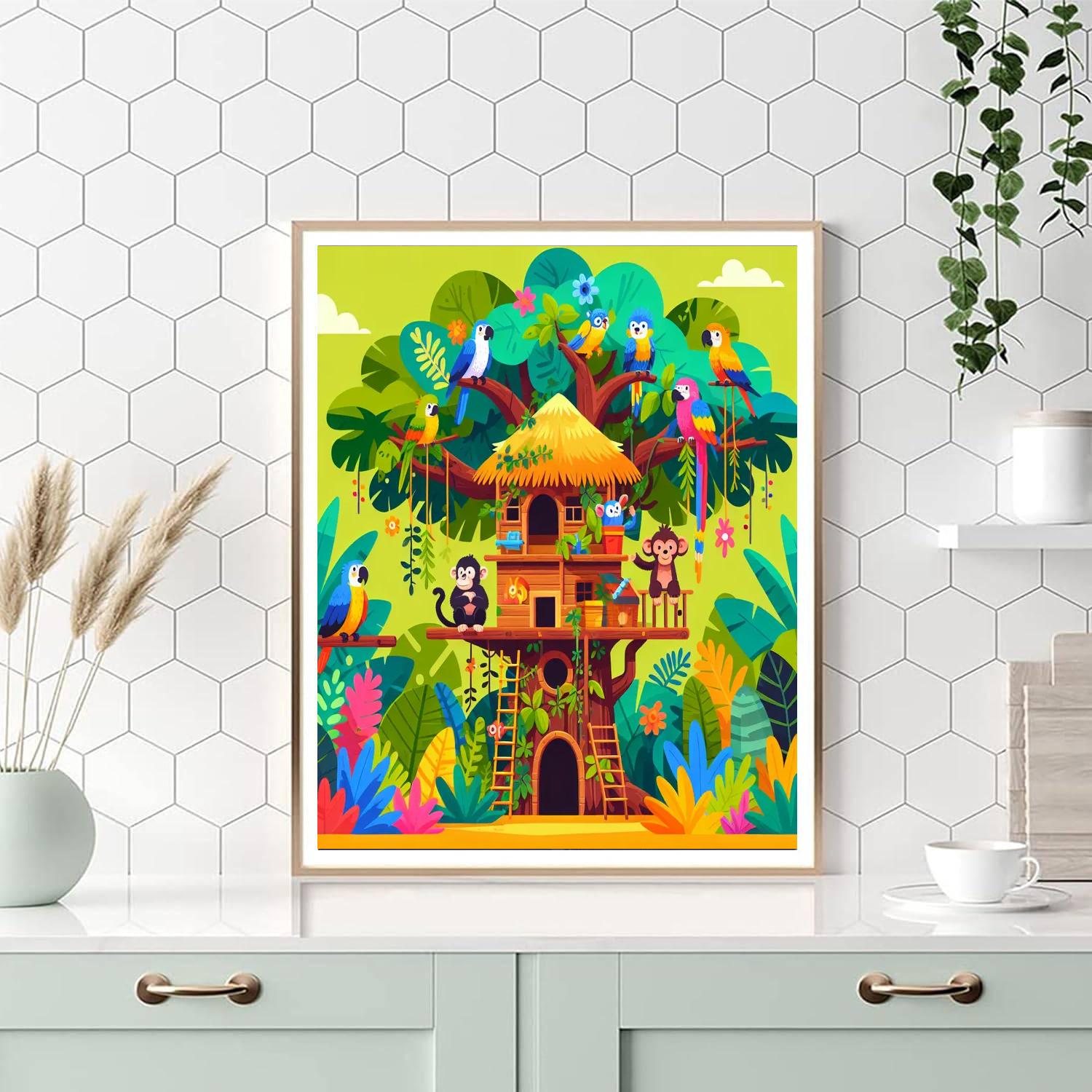 Treehouse Jungle Adventure Paint By Numbers Art