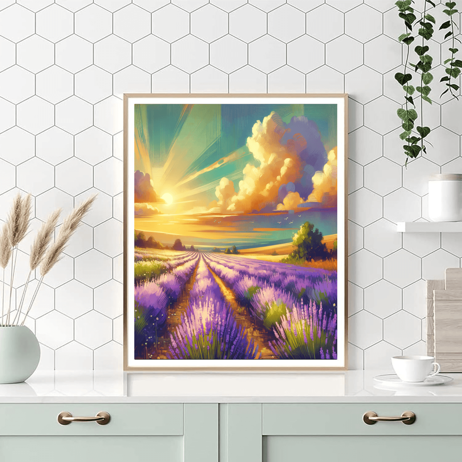Sunlit Field Of Lavender Paint By Color
