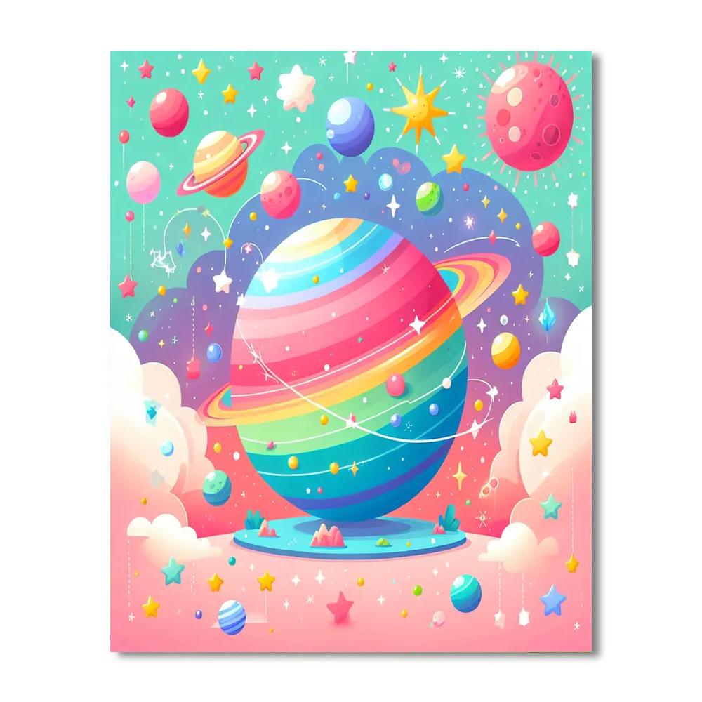 Galactic Fairytale Planet Number Painting