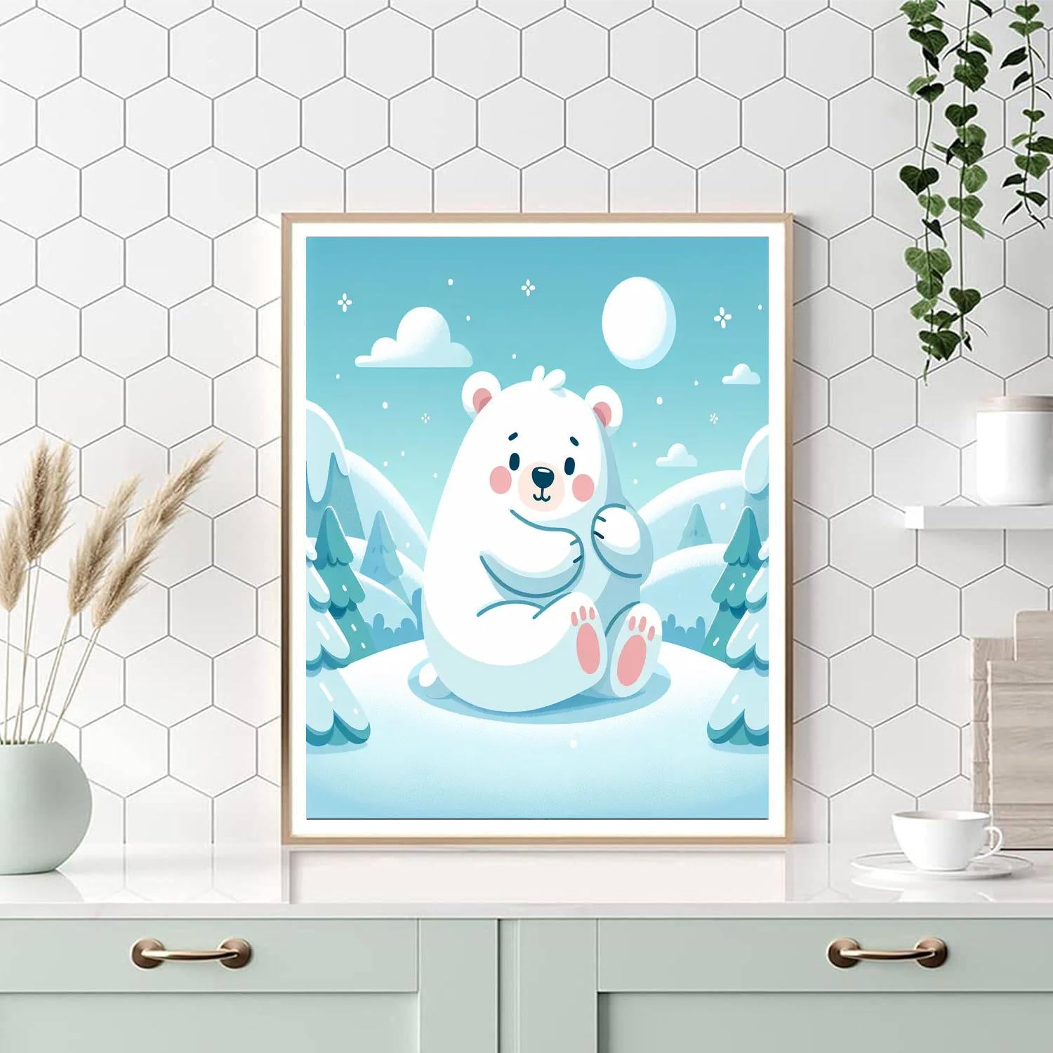 Cozy Polar Bear's Snowy Day Paint By Numbers Kits