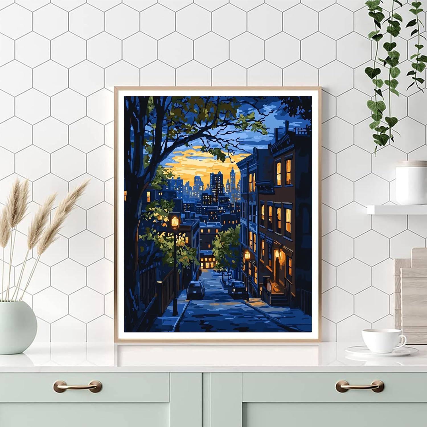 Edward Hopper Inspired Luminous City  Painting By Numbers Kit