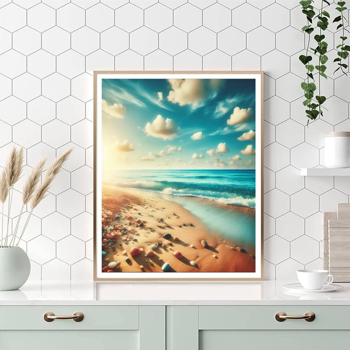 Sun-kissed Coastal Serenity Number Painting