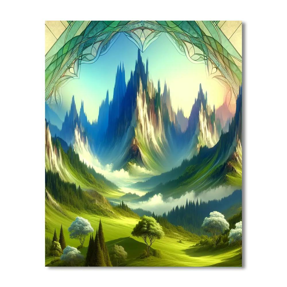 Fantasy Mountain Retreat Paint By Color
