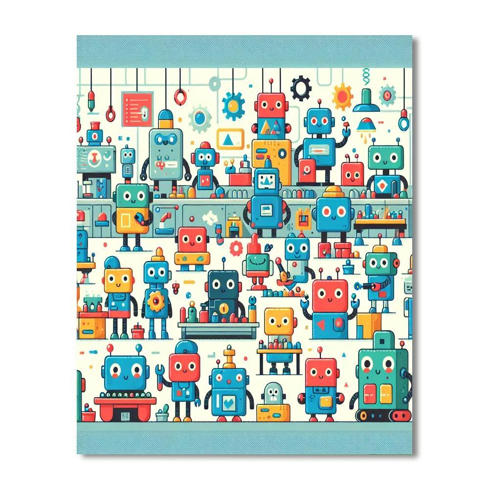 Adventures With Friendly Robots Painting By Numbers Kit