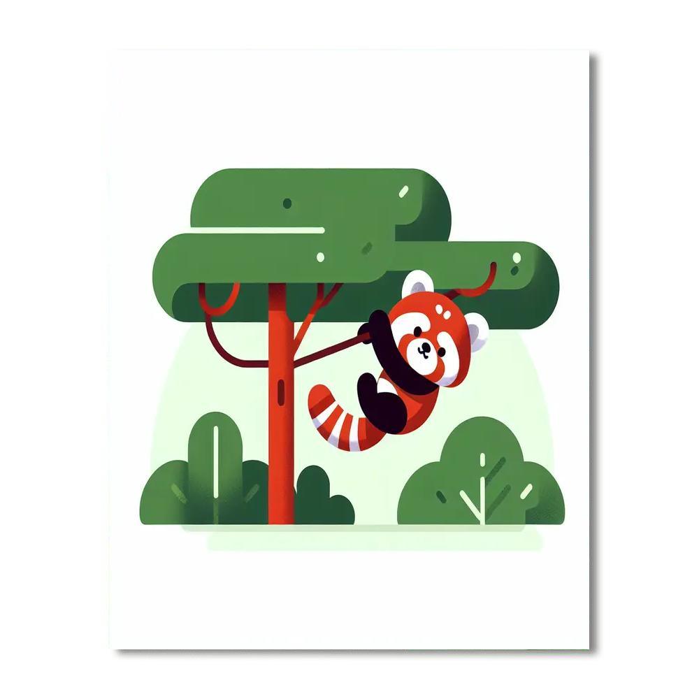 Radiant Red Panda Romp Number Painting