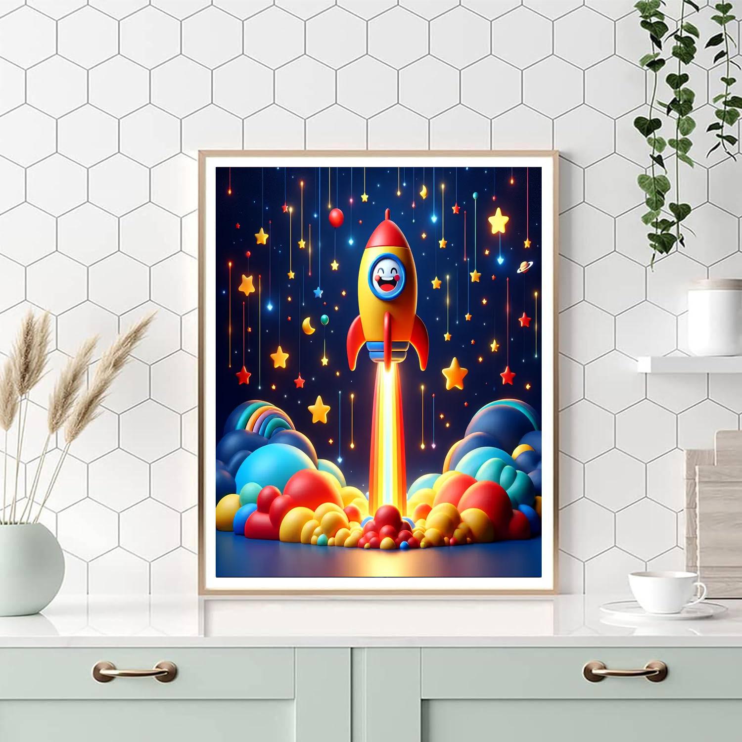 Creative Space Rocket Paint By Numbers Art