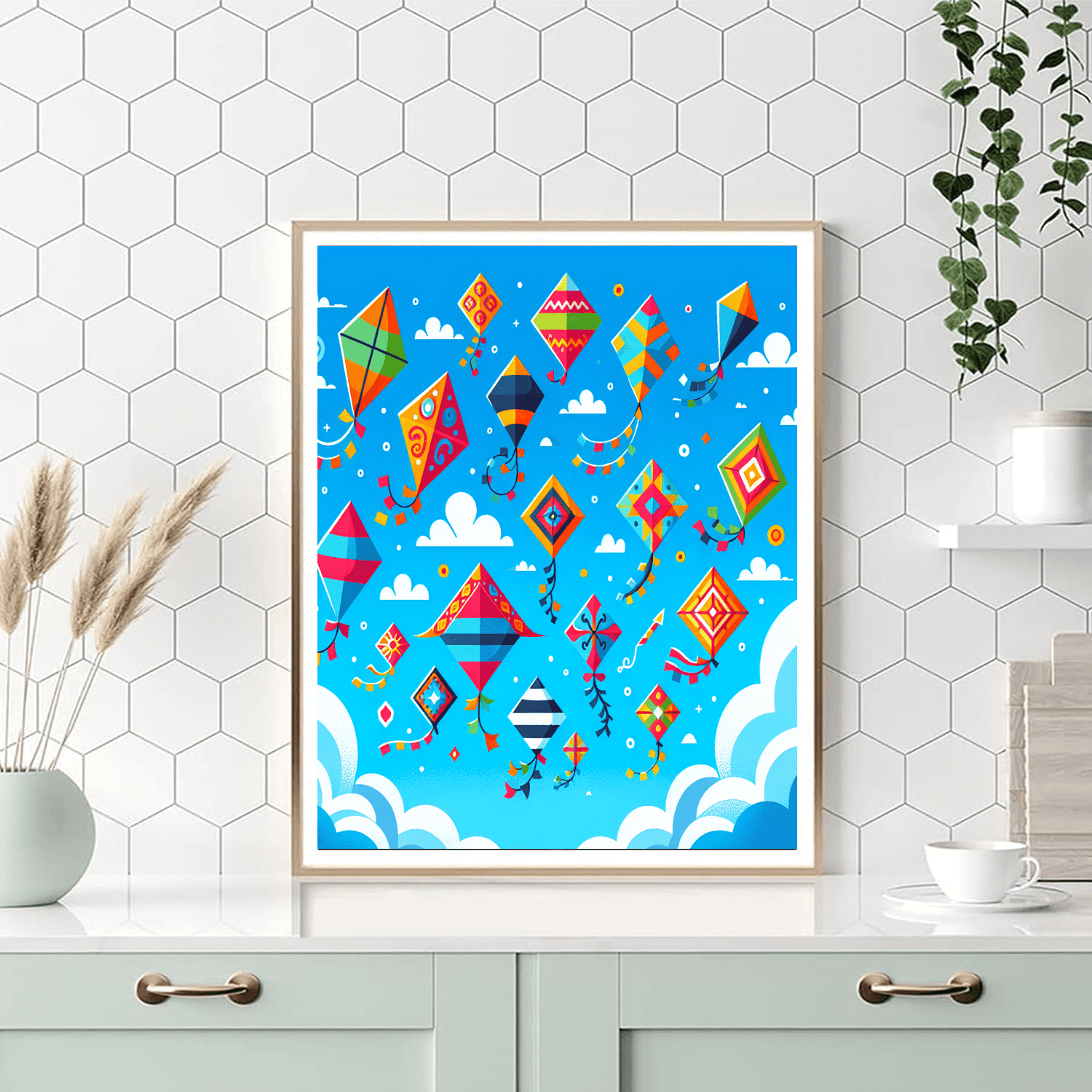 Cheerful Colorful Kites Painting Number Kit
