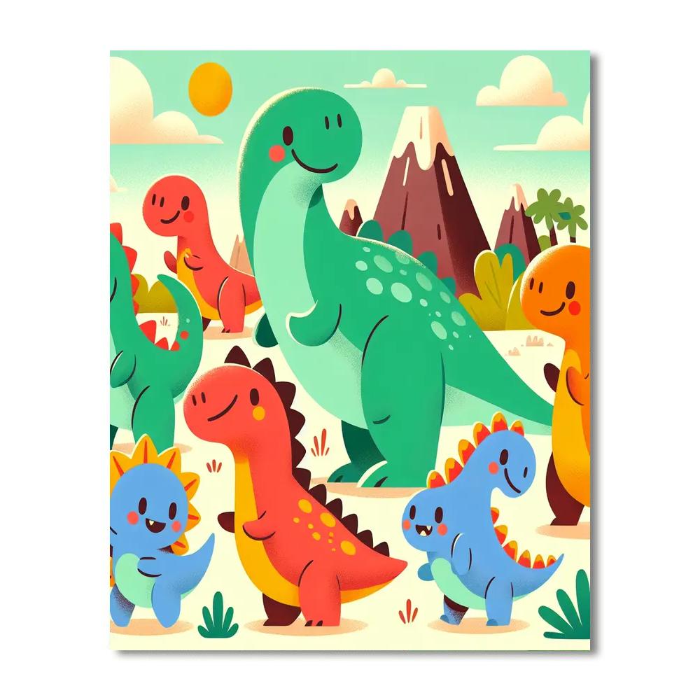 Funky Dinosaur Dance Number Painting
