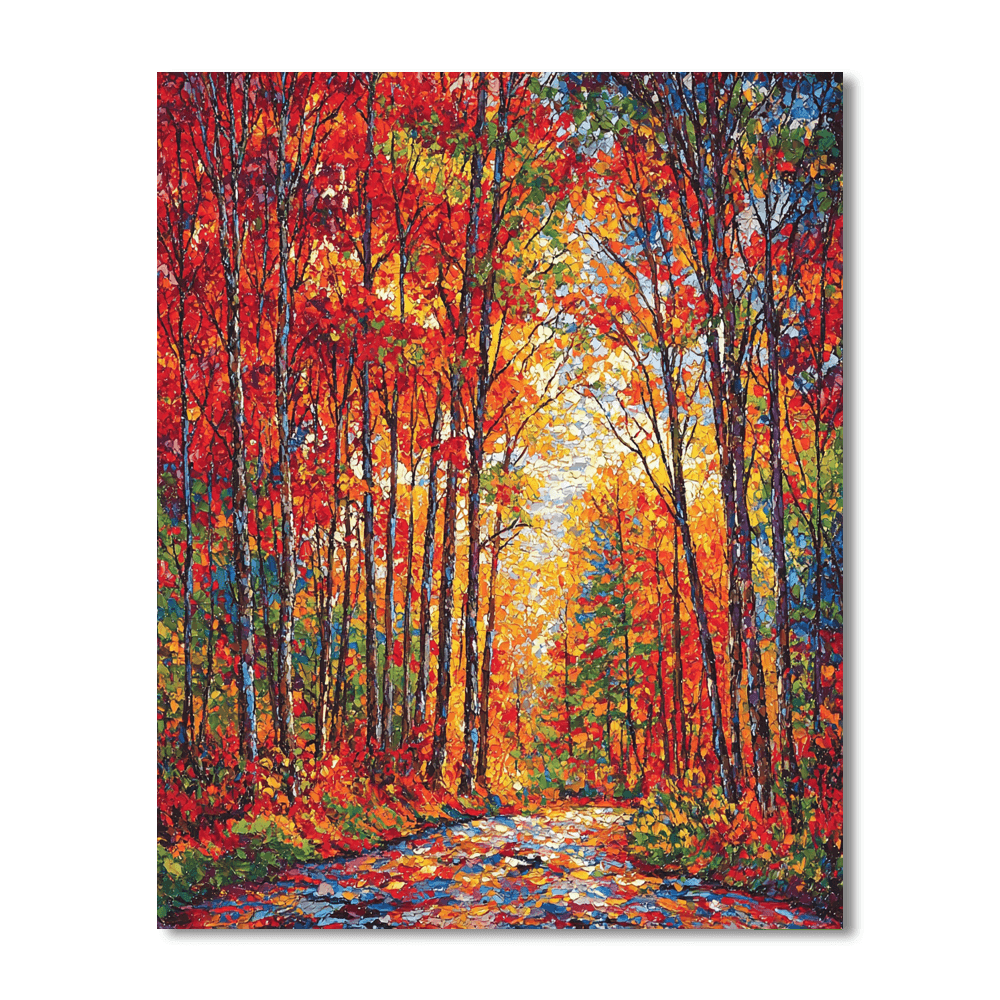 Claude Monet Inspired Vibrant Autumn Woods  Paint By Number