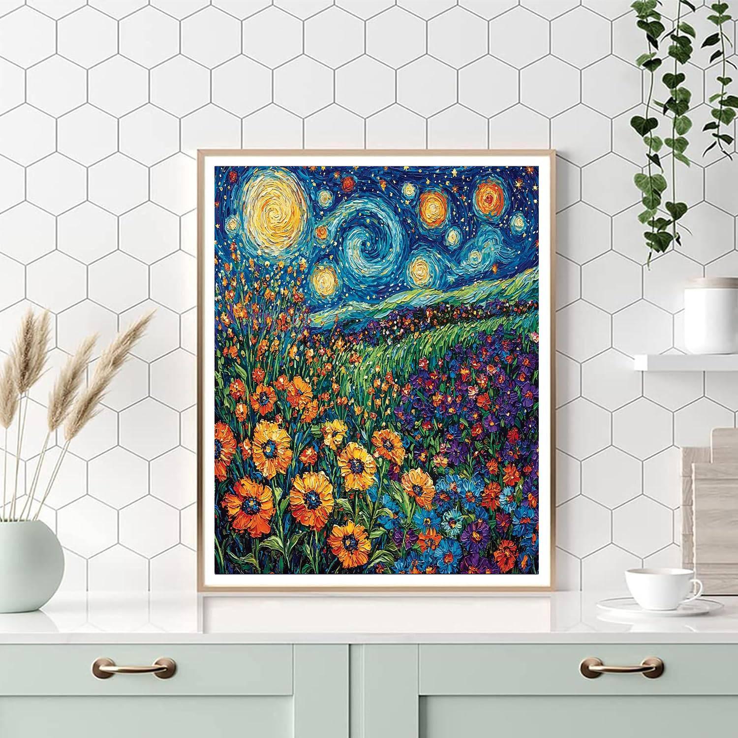 Vincent Van Gogh Inspired Van Gogh's Celestial Blossoms  Numbered Painting Kits