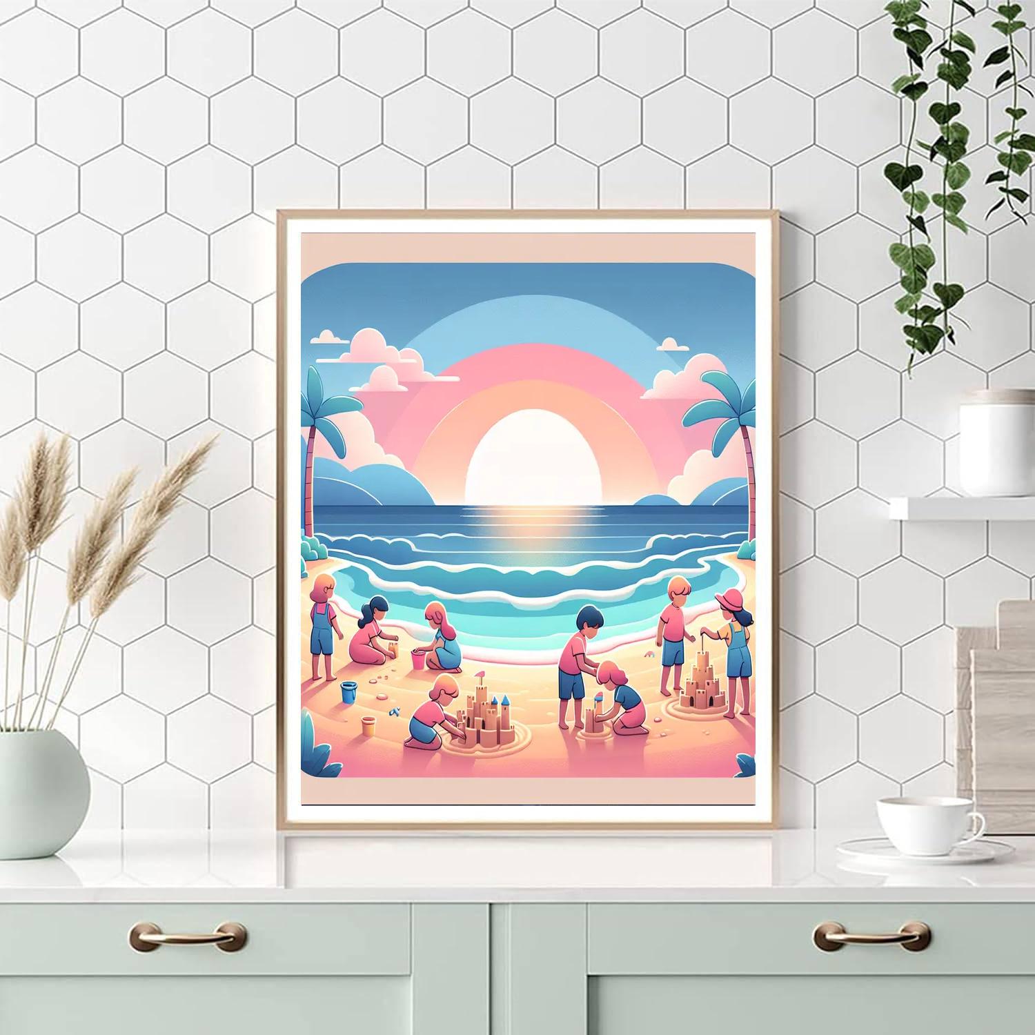 Peaceful Pastel Beach Day Paint By Numbers