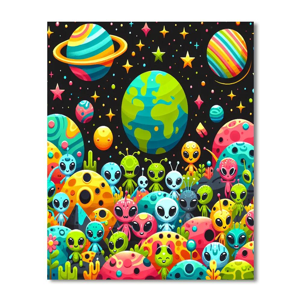 Alien Safari In Space Number Painting