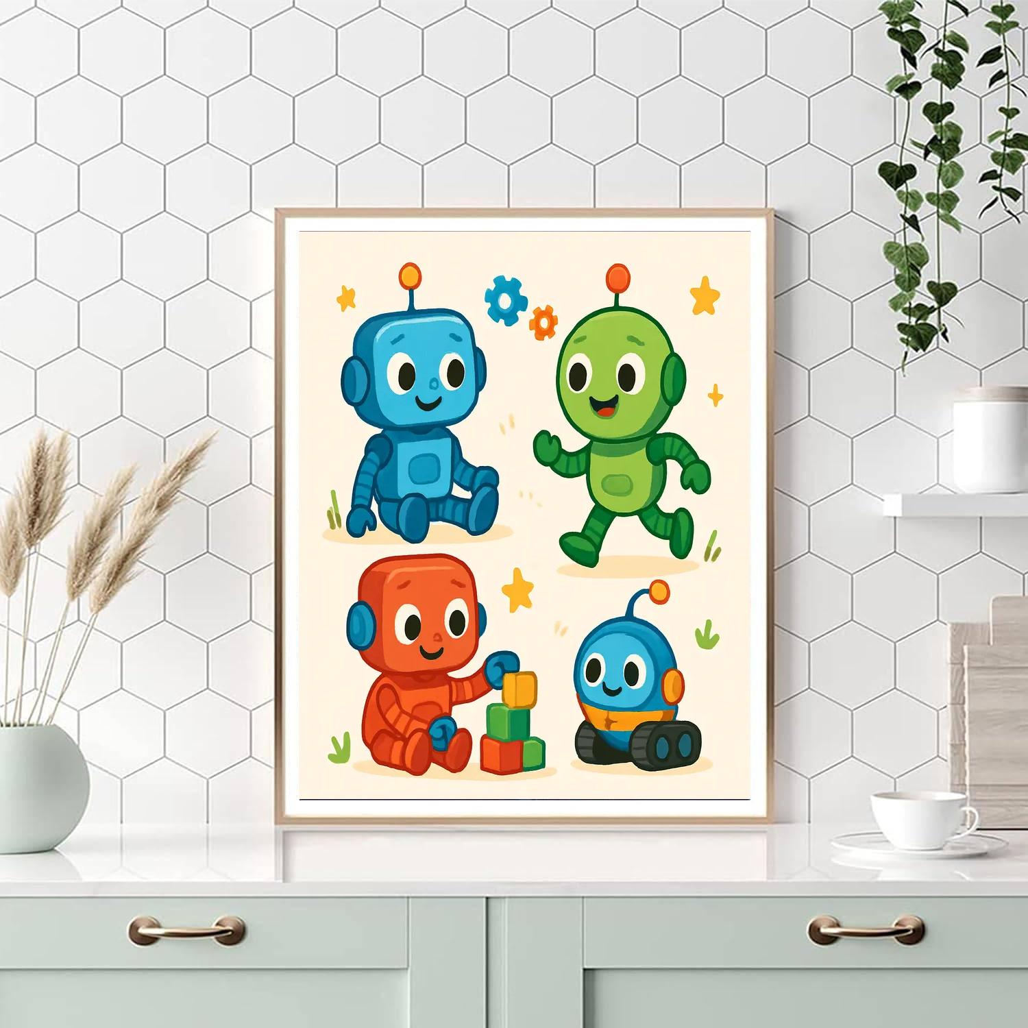 Charming Little Robots Numbered Painting Kits
