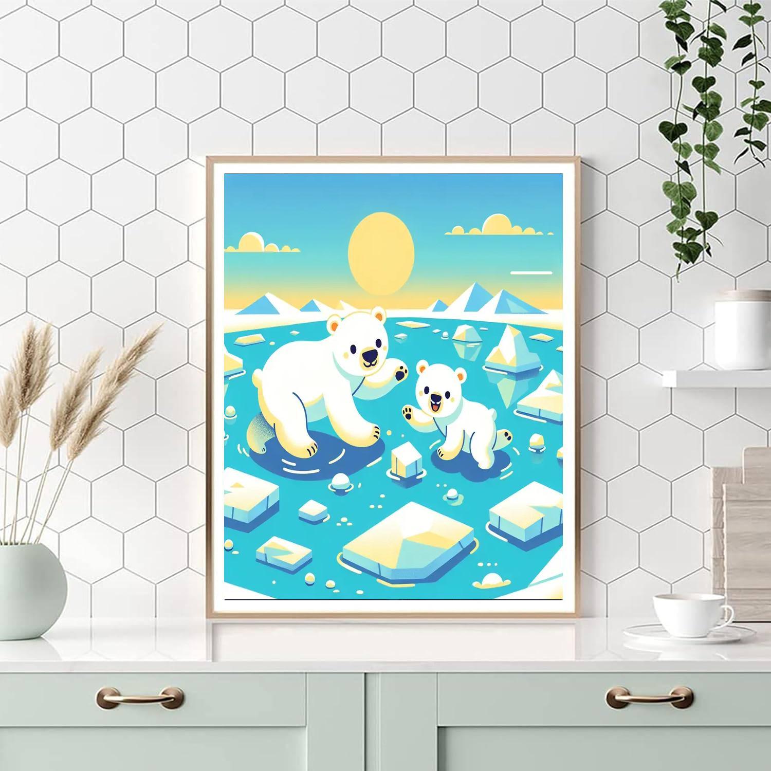 Artic Polar Bear Fun Number Painting