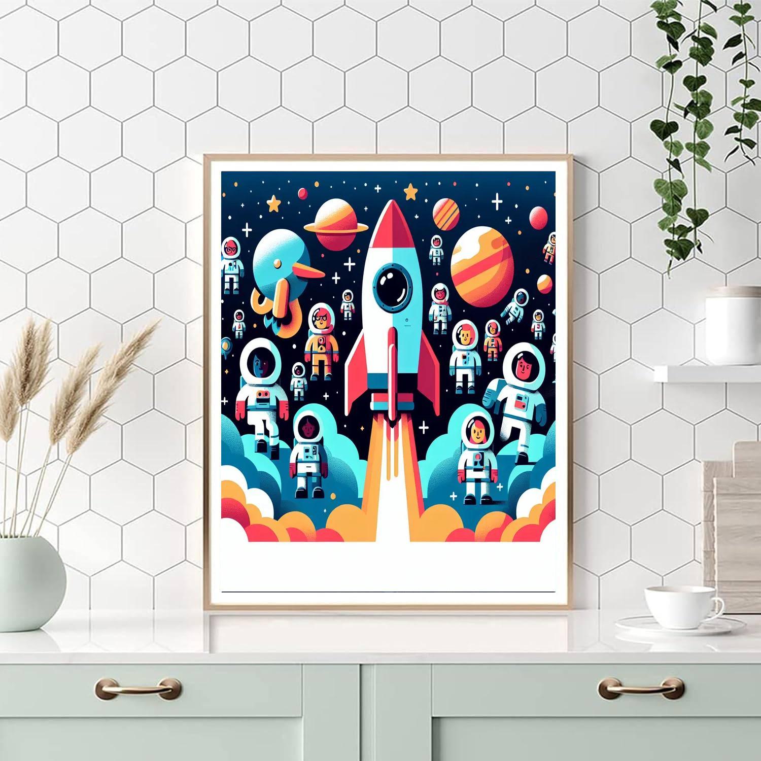 Space Rocket Blast Off Paint By Color
