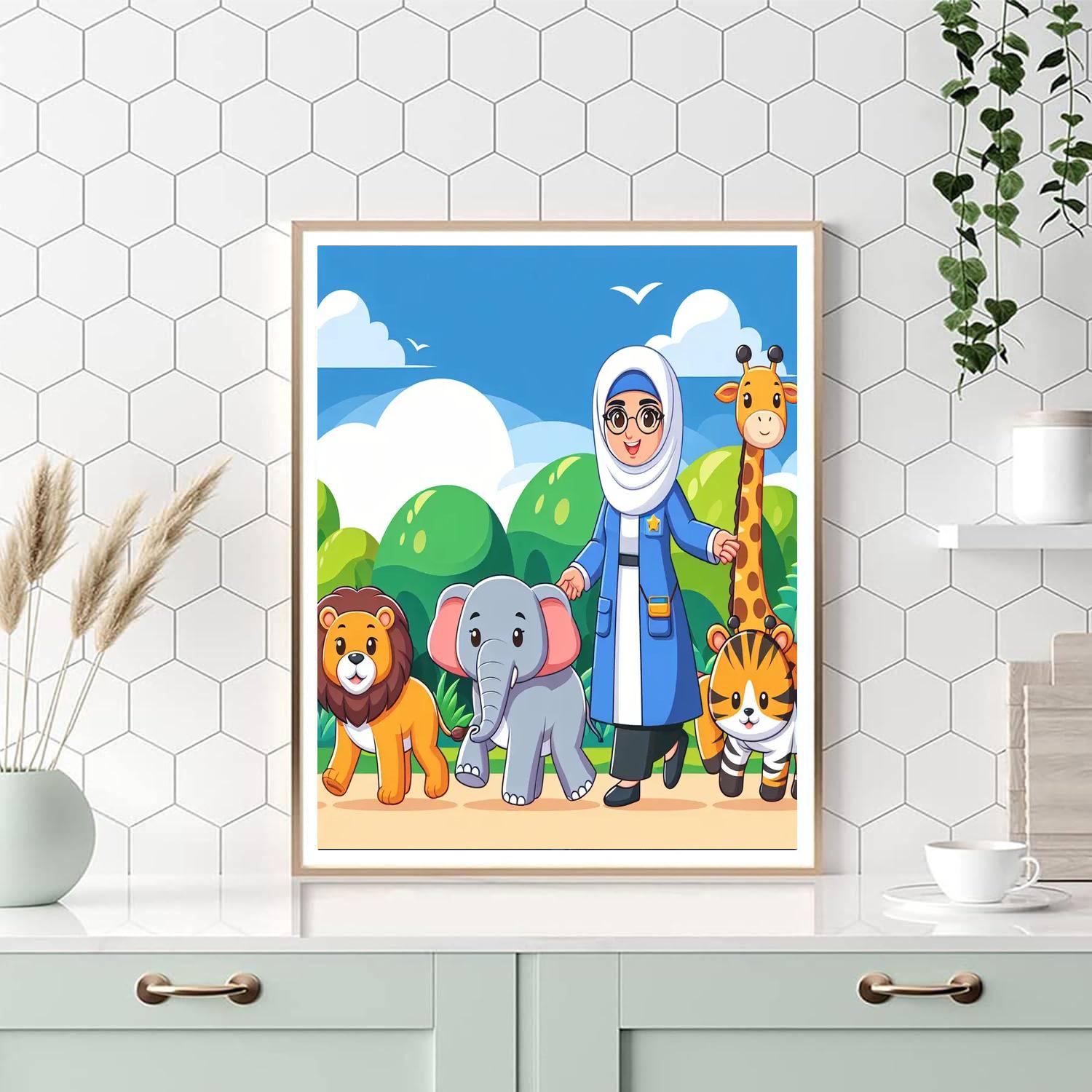 Zookeeper's Animal Parade Paint By Numbers Art