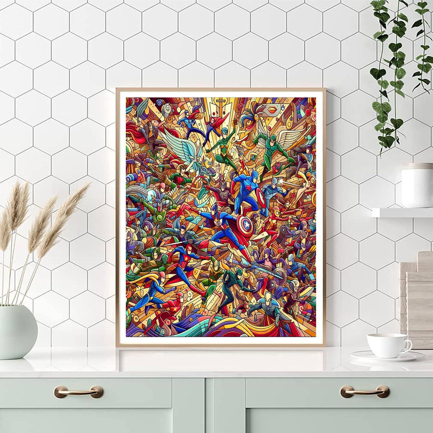 Dazzling Superhero Team Paint By Numbers Kits