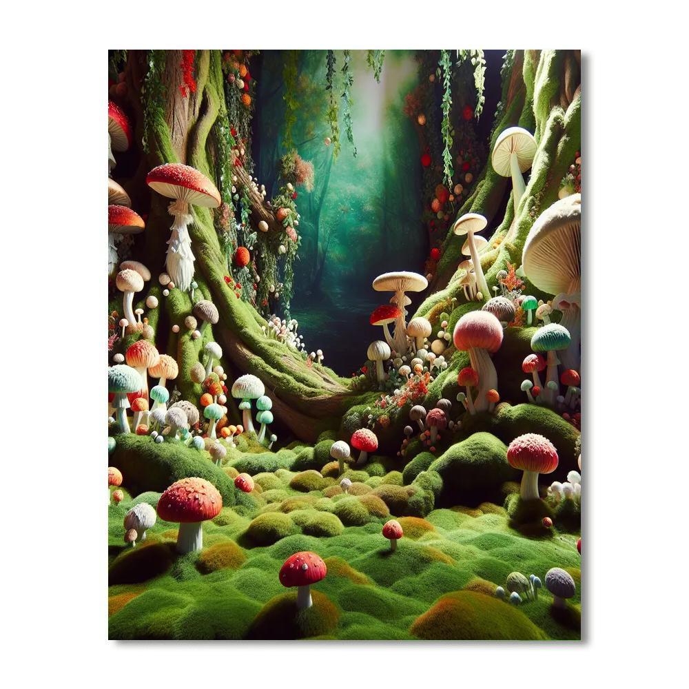 Mushroom Forest Enchantment Painting By Numbers Kit