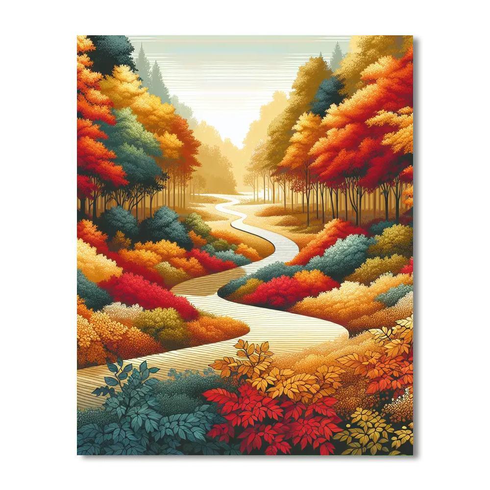 Serene Autumn Pathway DIY Paint By Numbers