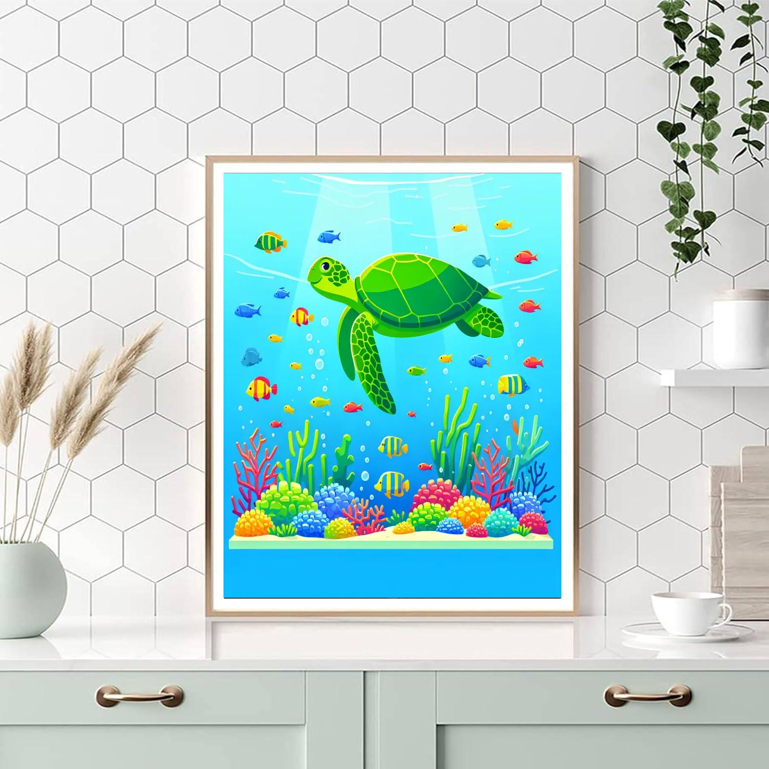 Colorful Sea Turtles Number Painting