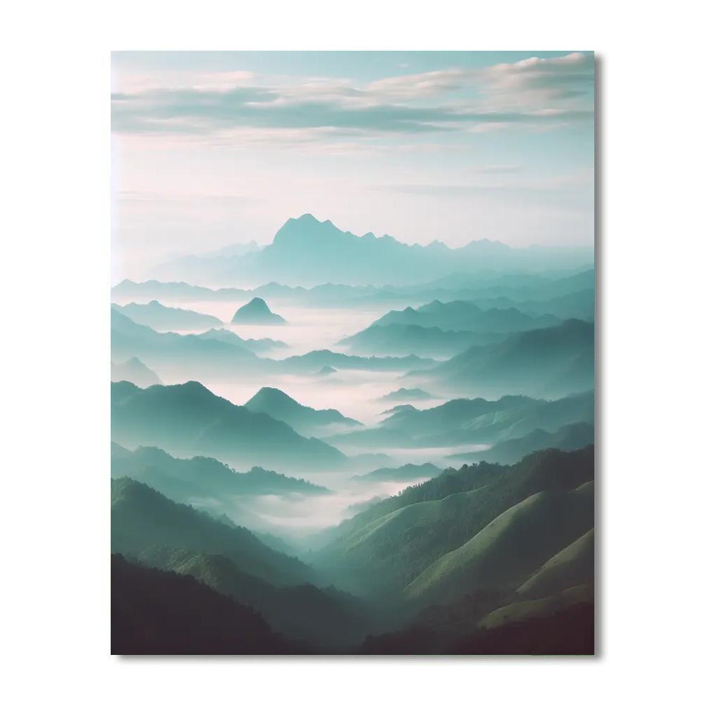 Ethereal Mountain Mist Painting Number Kit