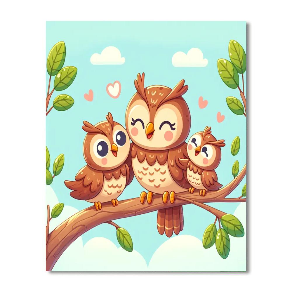 Joyful Owl Family Numbered Painting Kits