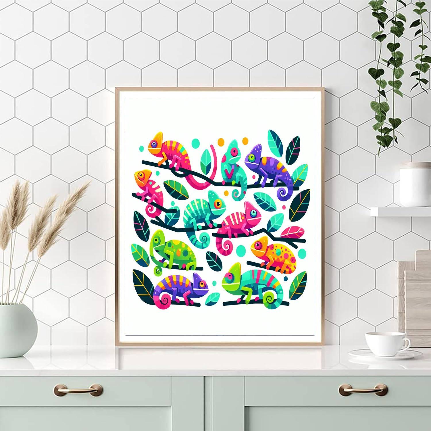 Cheerful Chameleons Paint By Numbers Art