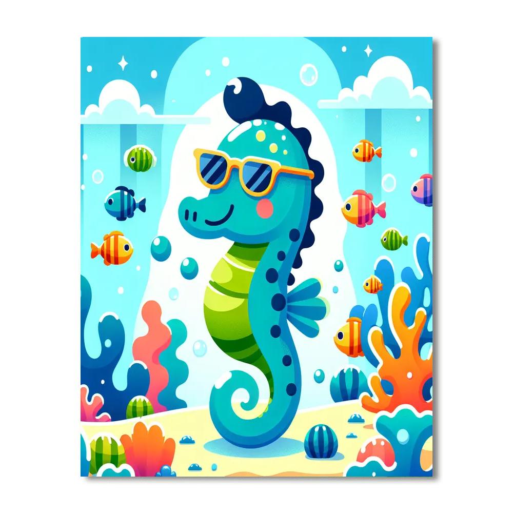 Sporty Seahorse DIY Paint By Numbers