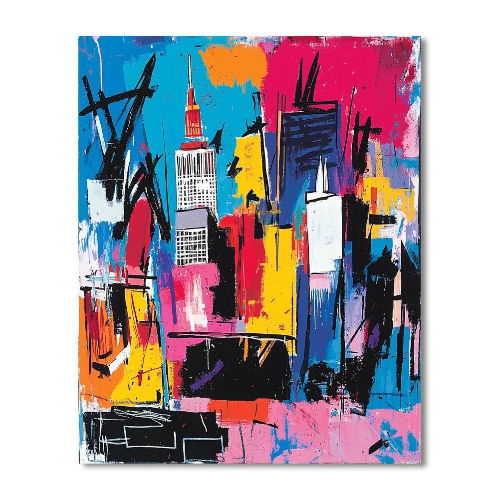 Jean-Michel Basquiat Inspired Urban Landscape  Paint By Color