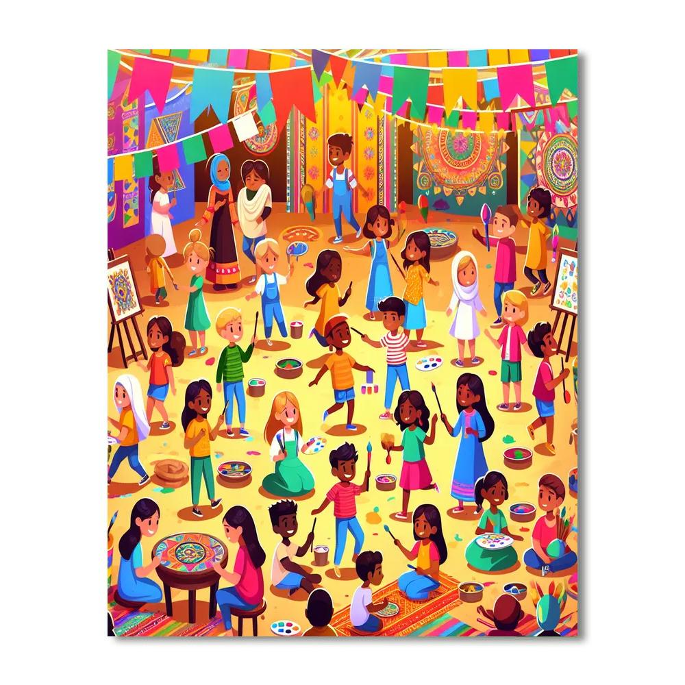 Vibrant Carnival Of Colors Painting By Numbers Kit