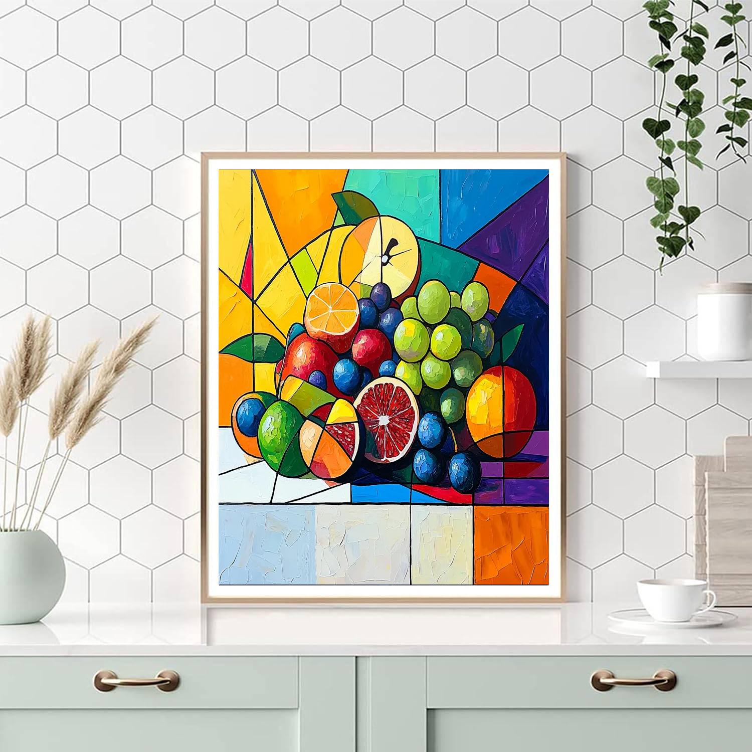 Paul Cézanne Inspired Abstract Fruit Symphony  Number Painting