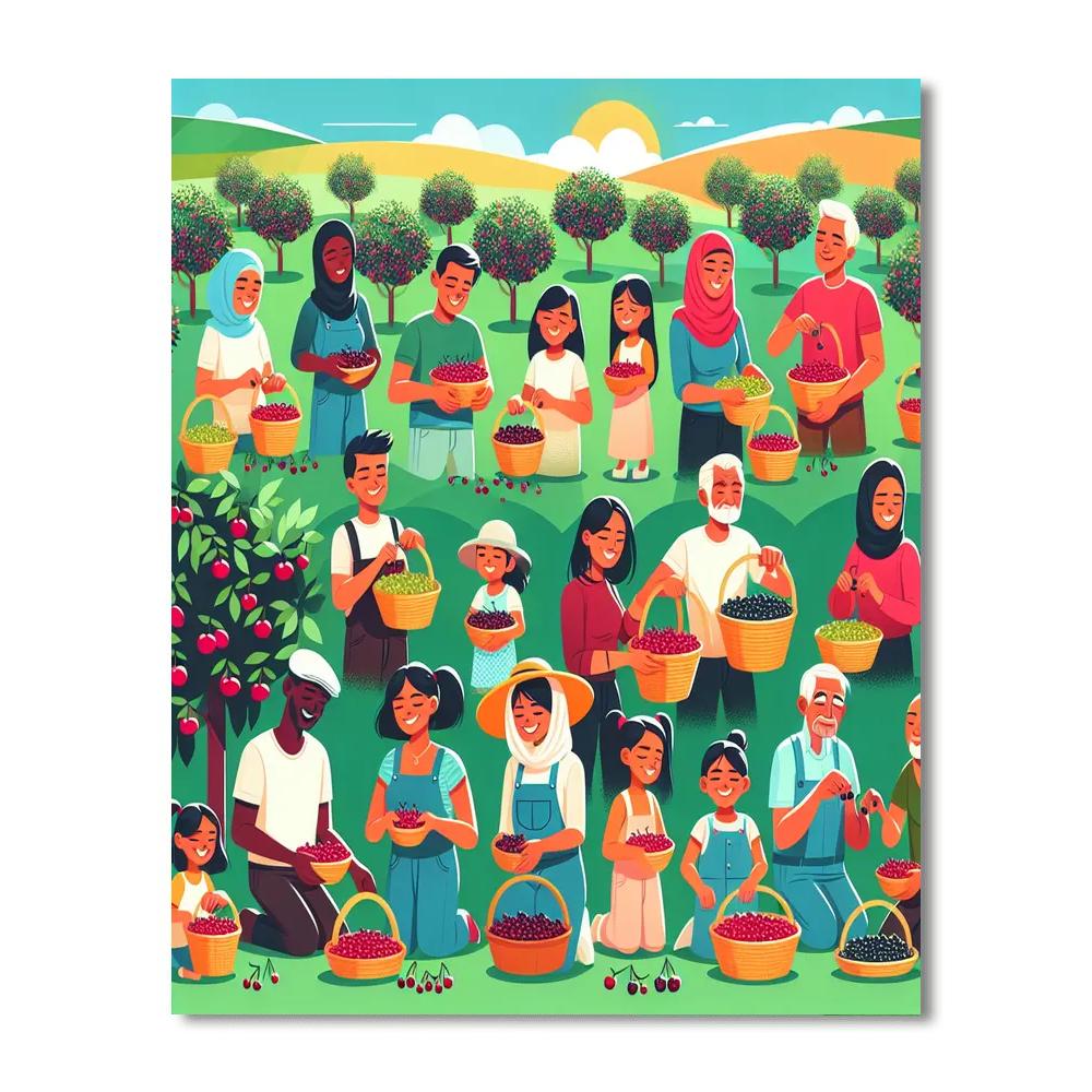 Cheerful Cherry Orchard Painting By Numbers Kit