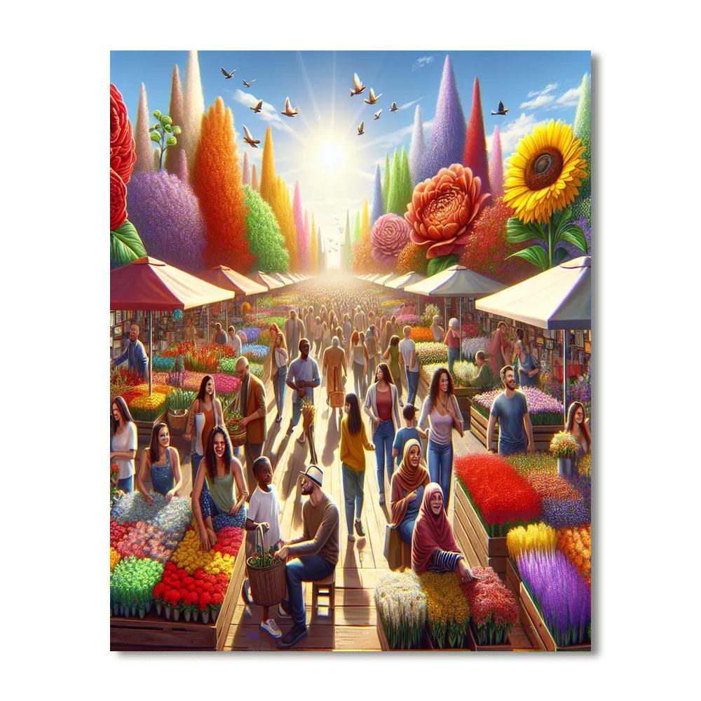 Lively Flower Market DIY Paint By Numbers